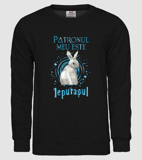 Patronul meu este IEPURAȘUL model negru pe tricou