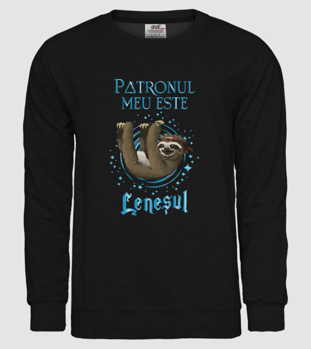 Patronul meu este LENEȘUL model negru pe tricou