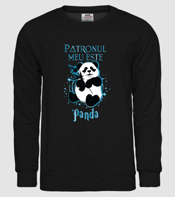 Patronul meu este PANDA model negru pe tricou
