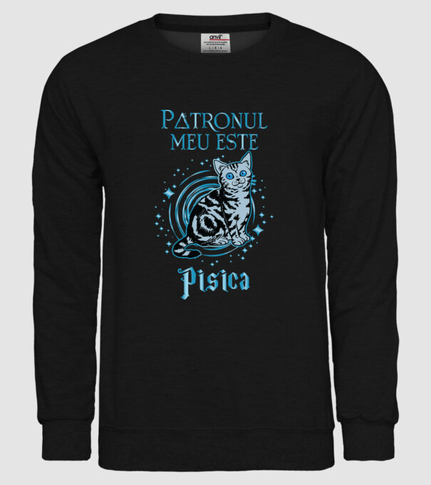 Patronul meu este PISICA model negru pe tricou