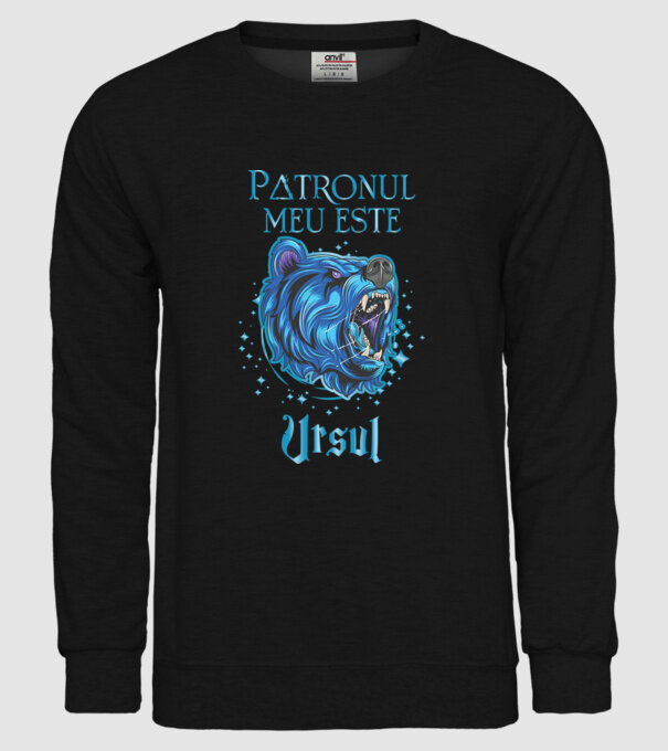 Patronul meu este URSUL model negru pe tricou