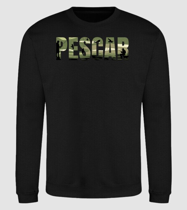 PESCAR model negru pe tricou