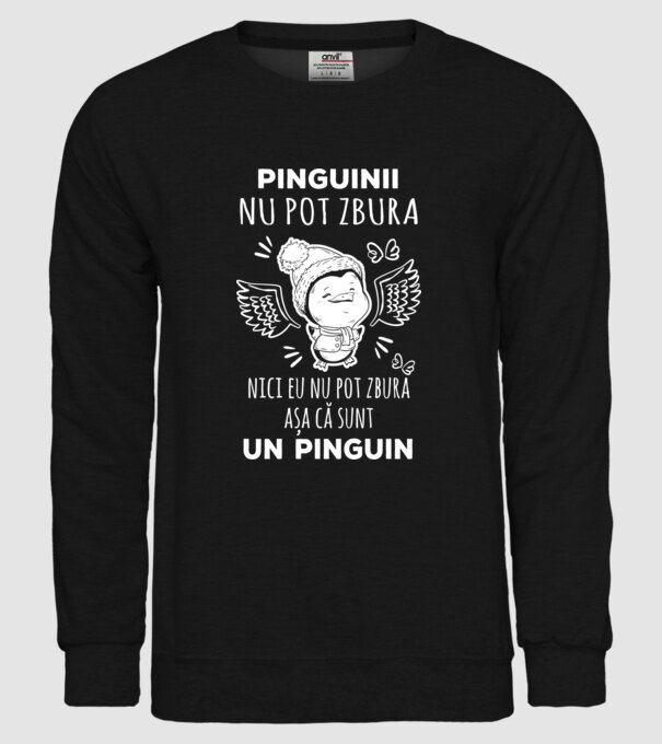 pinguinii nu pot zbura, nici eu nu pot zbura, așa că sunt un pinguin model negru pe tricou