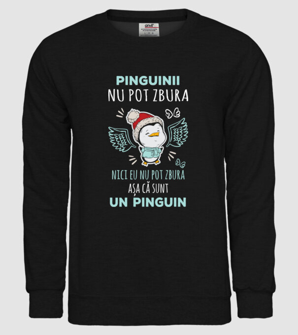 pinguinii nu pot zbura, nici eu nu pot zbura, așa că sunt un pinguin model negru pe tricou