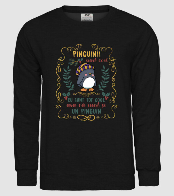 pinguinii sunt cool, eu sunt tot cool așa că sunt și un pinguin model negru pe tricou