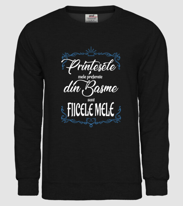 PINȚESELE mele preferate din basme sunt FIICELE MELE model negru pe tricou