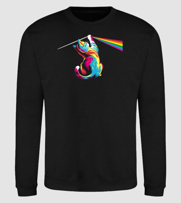 Pisica prismă model negru pe tricou