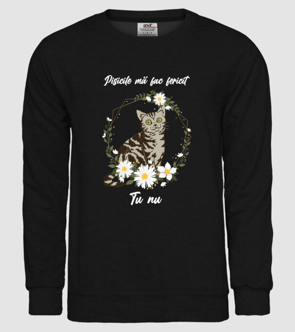 Pisicile mă fac fericit(ă), tu nu model negru pe tricou