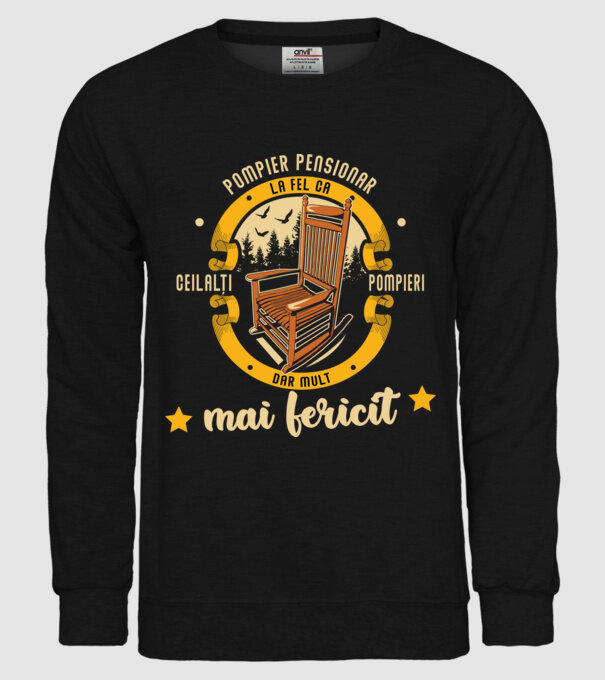 POMPIER pensionar - la fel ca ceilalți pompieri, dar mult mai fericit model negru pe tricou