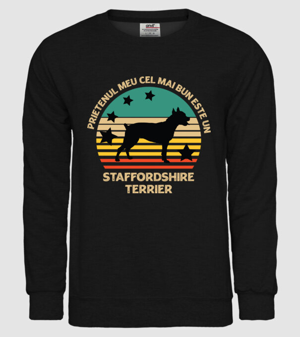 Prietenul meu cel mai bun este un staffi model negru pe tricou