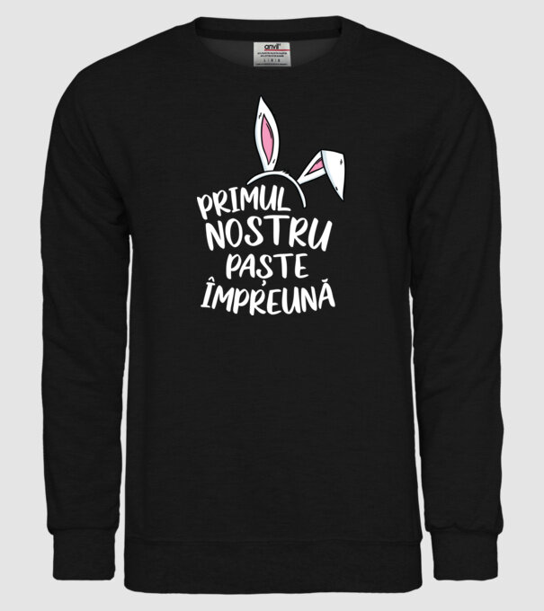 Primul nostru Paște împreună model negru pe tricou