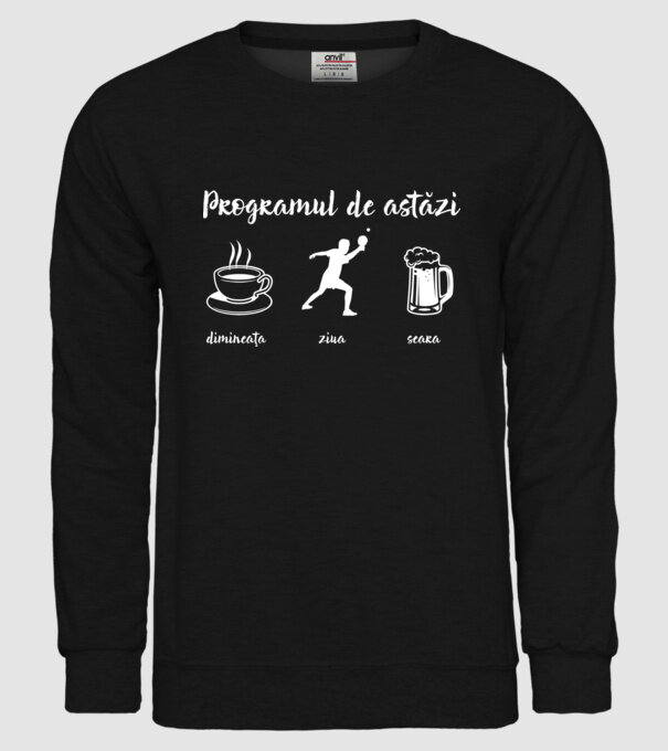 programul de astăzi: dimineața, ziua, seara model negru pe tricou