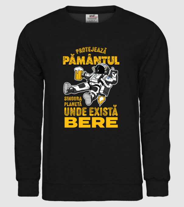 Protejează Pământul, singura planetă unde există bere model negru pe tricou