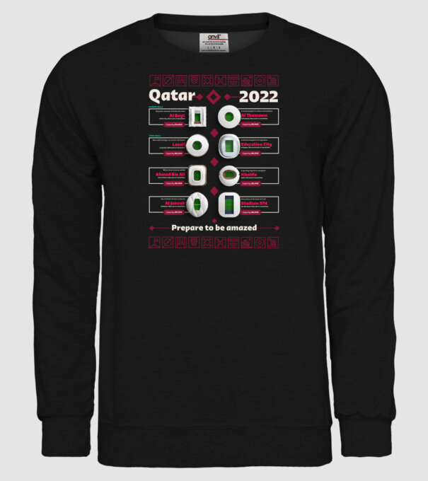 Qatar 2022 Stadiums model negru pe tricou
