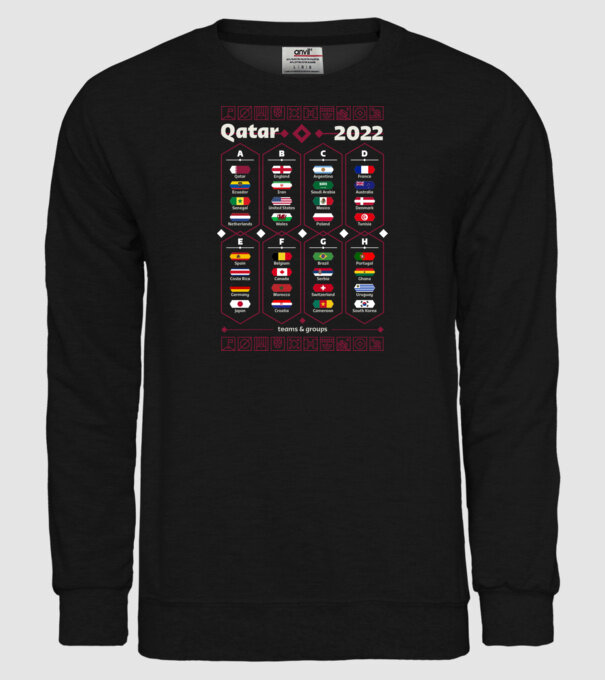 Qatar 2022 teams - groups model negru pe tricou