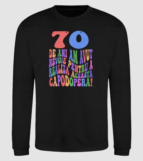 Realiza această capodoperă 70 model negru pe tricou
