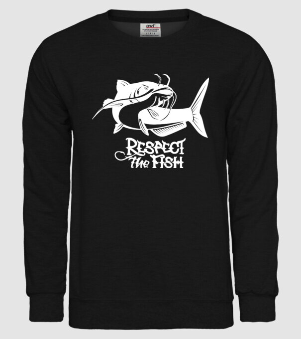 Respect the fish model negru pe tricou