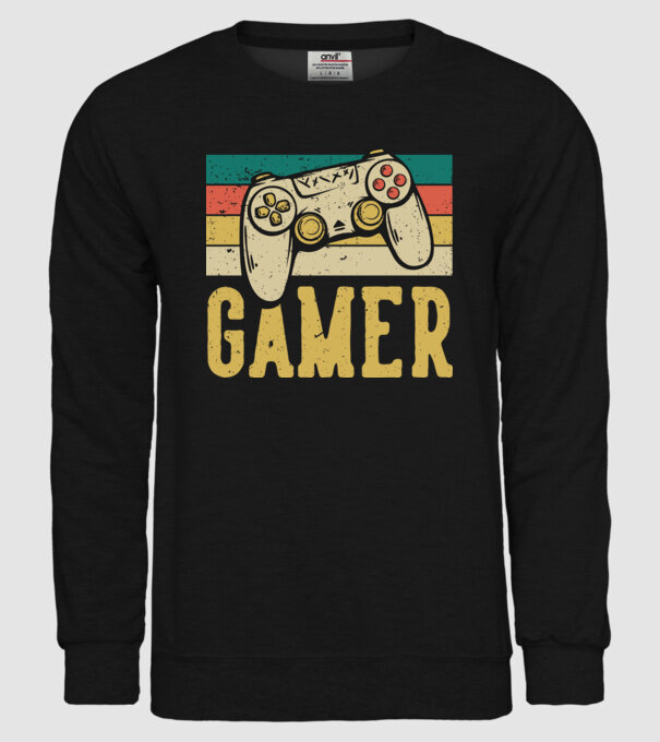 Retro gamer model negru pe tricou