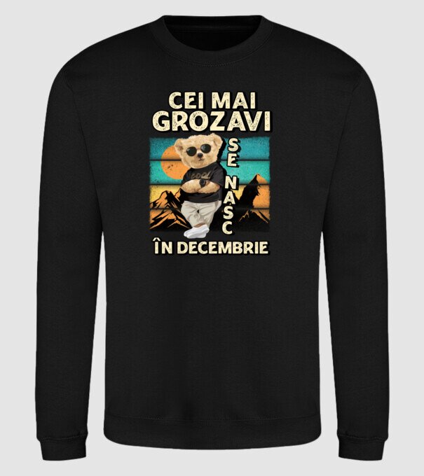 RETRO teddy DECEMBRIE model negru pe tricou