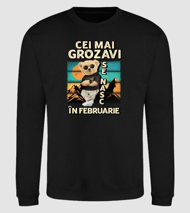 RETRO teddy FEBRUARIE model negru pe tricou