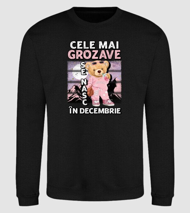 RETRO teddy fetişcană DECEMBRIE model negru pe tricou