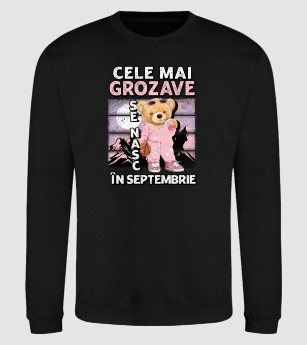 RETRO teddy fetişcană SEPTEMBRIE model negru pe tricou