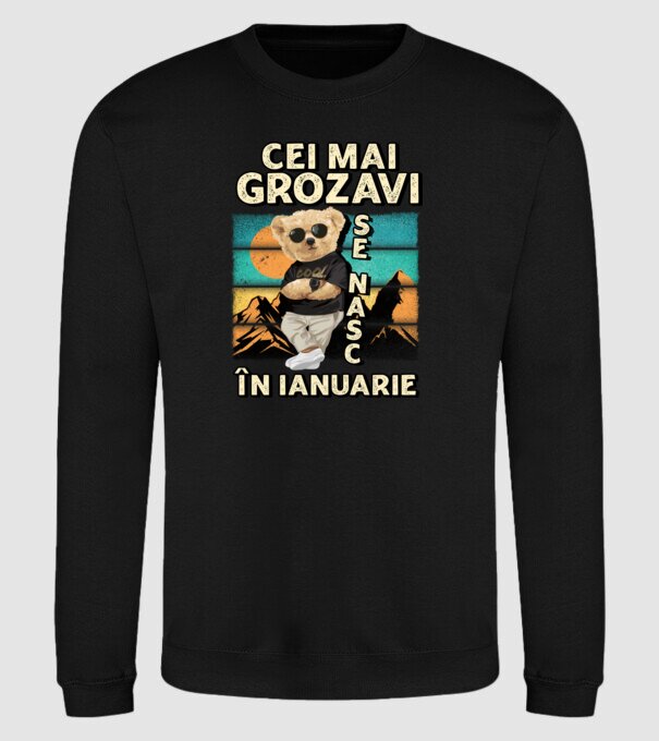 RETRO teddy IANUARIE model negru pe tricou