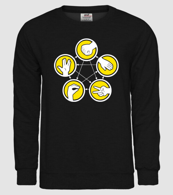 Rock Paper Scissor Lizad Spock model negru pe tricou