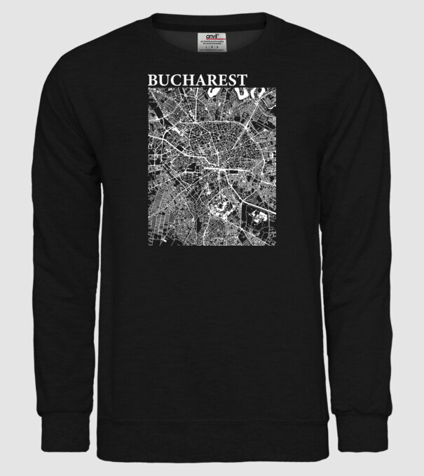 România Bucharest map model negru pe tricou