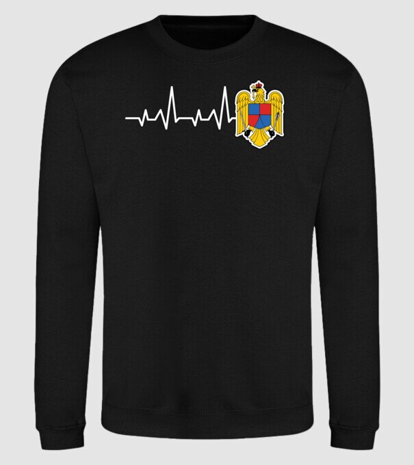ROMANIA heartbeat model negru pe tricou