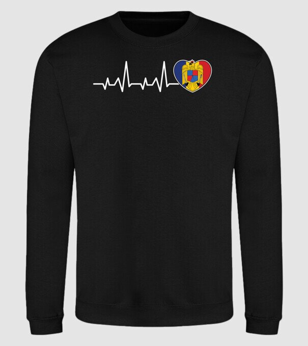 ROMANIA heartbeat model negru pe tricou