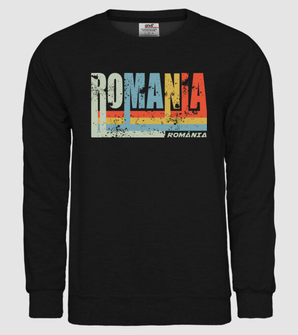 România retro model negru pe tricou
