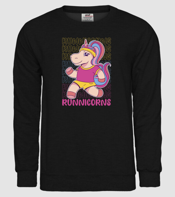 Runnicorns model negru pe tricou