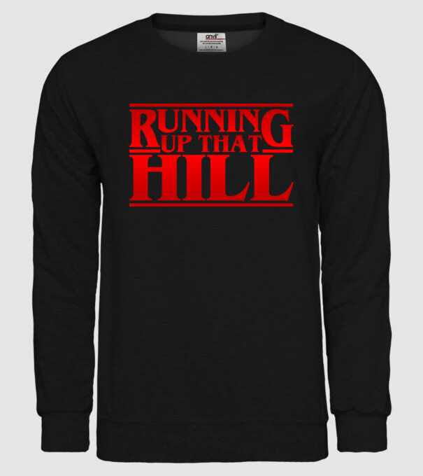 running up that hill model negru pe tricou