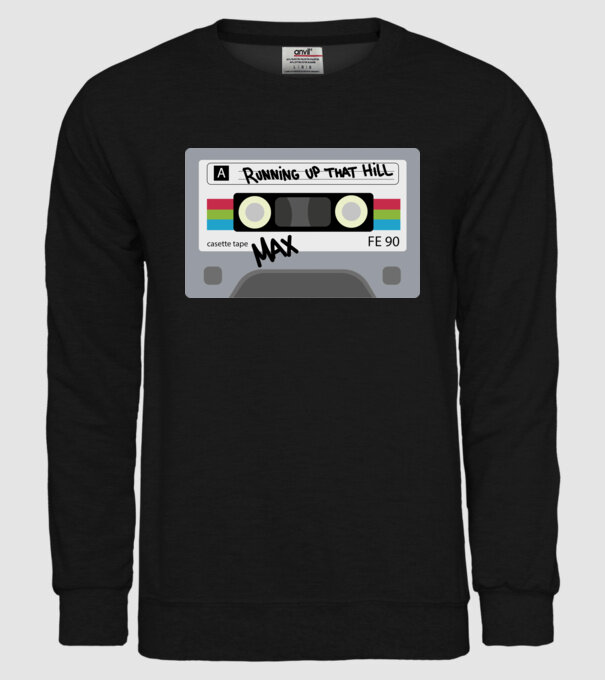 running up that hill casette model negru pe tricou