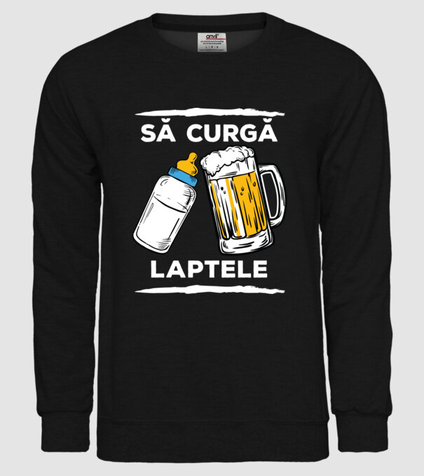 să curgă laptele! model negru pe tricou