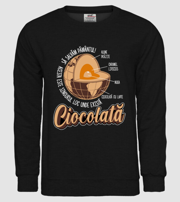 să salvăm Pământul! acesta este singurul loc unde există ciocolată - alune prăjite, caramel lipicios, nuga, ciocolată cu lapte model negru pe tricou