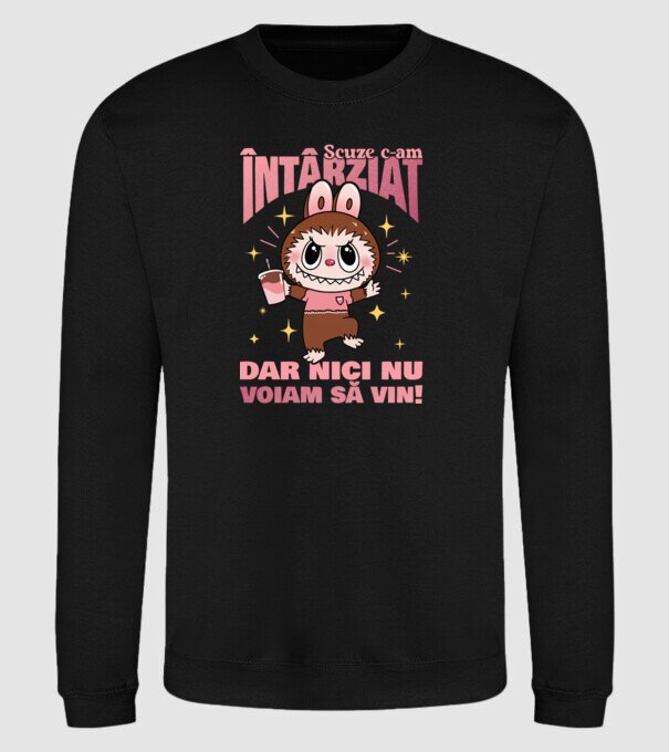 Scuze c-am întârziat model negru pe tricou
