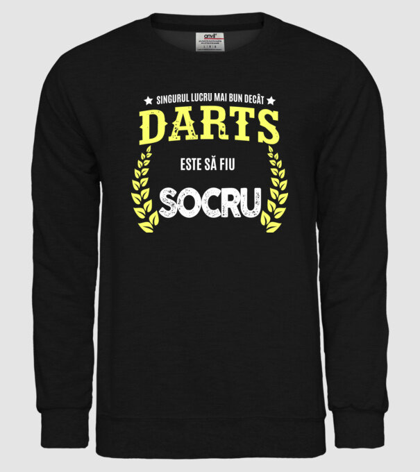 singurul lucru mai bun decât darts este să fiu socru  model negru pe tricou