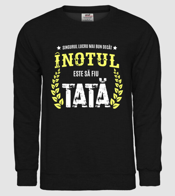 Singurul lucru mai bun decât înotul este să fiu tată model negru pe tricou