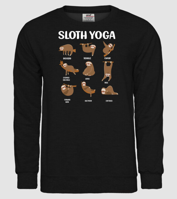 Sloth yoga model negru pe tricou