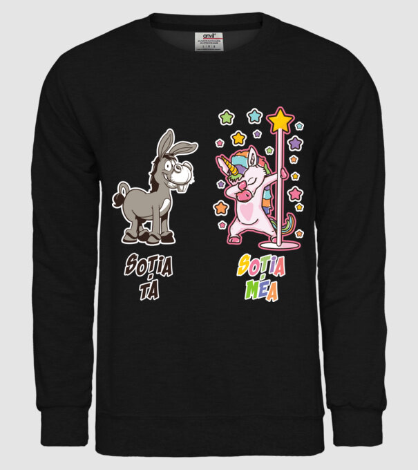 soția ta - soția mea model negru pe tricou