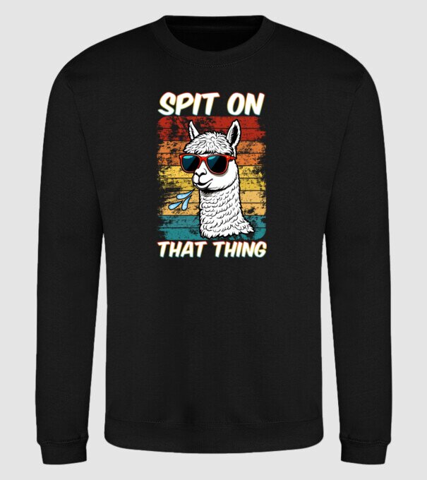Spit on that thing llama rainbow Hawk Tuah model negru pe tricou