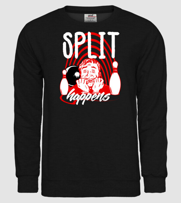 Split Happens model negru pe tricou