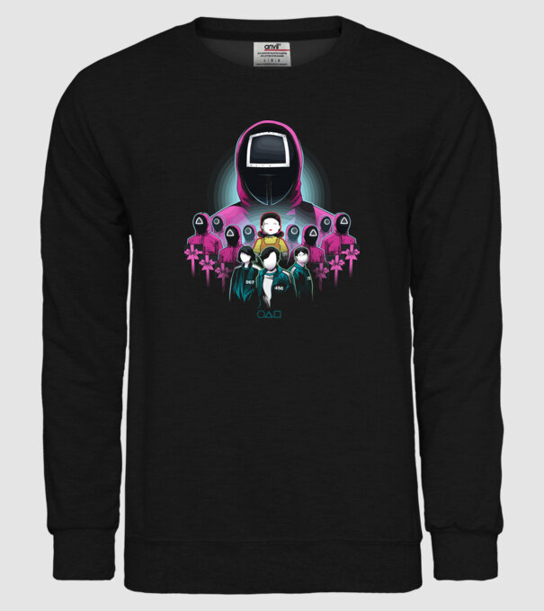 squid game crew model negru pe tricou