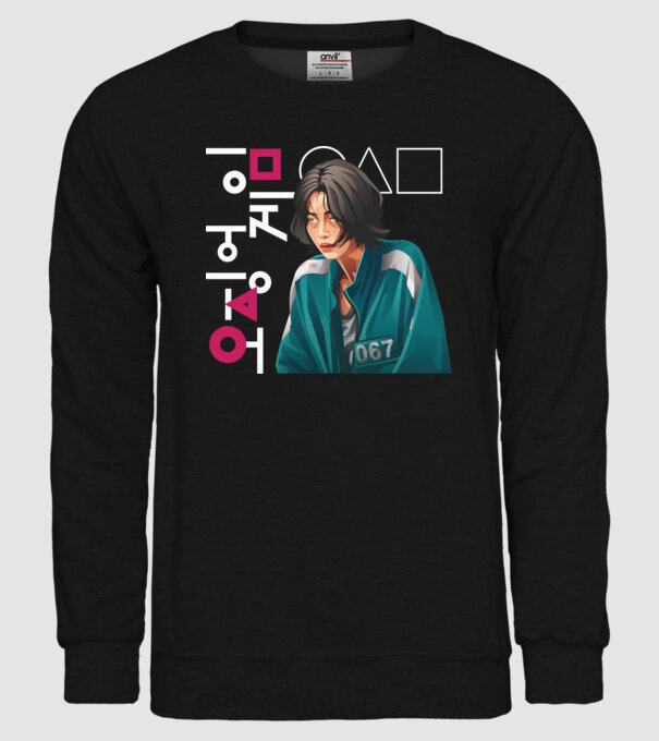 squid game player 067 model negru pe tricou