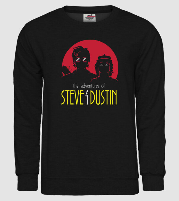 steve and dustin model negru pe tricou