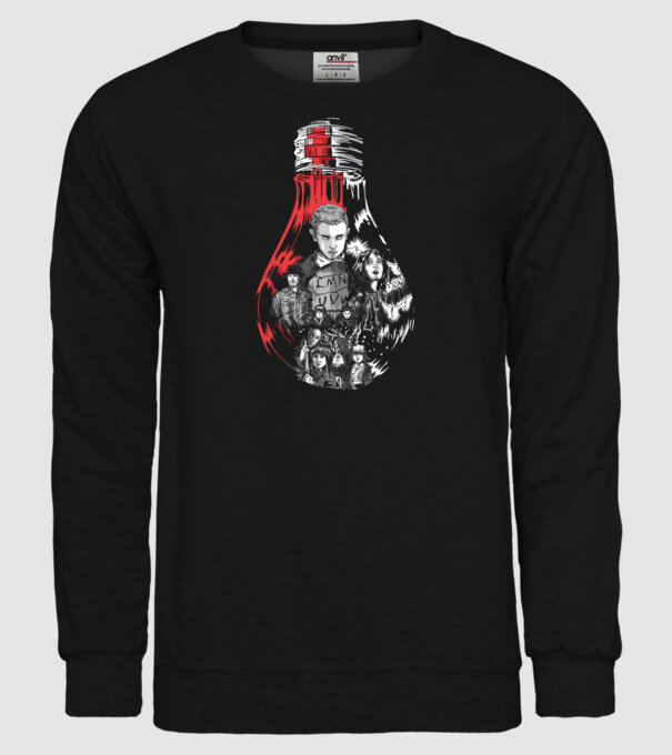 stranger things bulb model negru pe tricou