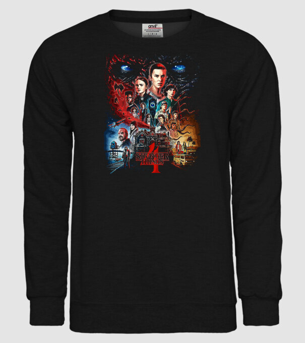 stranger things poster model negru pe tricou