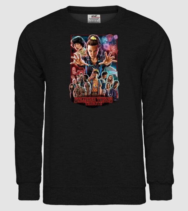 stranger things tribute poster model negru pe tricou